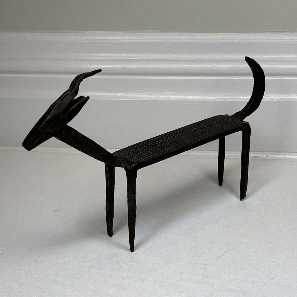 Vintage Mid-Century Modern Brutalist Forged Iron Gazelle Antelope Sculpture - Picture 2 of 16
